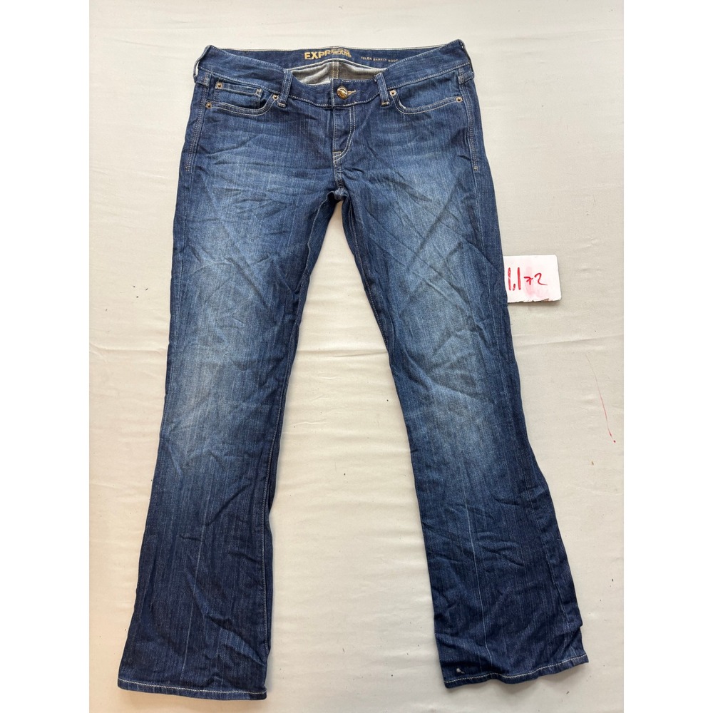 Express Zelda Barely Boot Jeans Womens 10s Dark Wash Low Rise Bootcut Denim